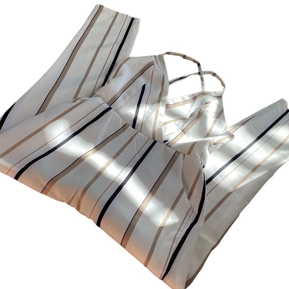 2/$30 Missguided White Striped Jumpsuit - Picture 3 of 5